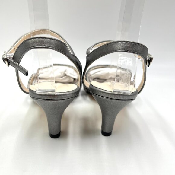 7.5W WIDE WIDTH Touch Ups Womens Amara Pewter Silver Dress Sandals Heels Shoes - Picture 6 of 13